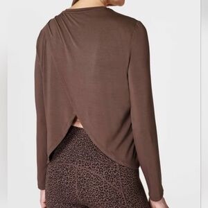 Sweaty Betty Women's Open Back Brown Long Sleeve Shirt